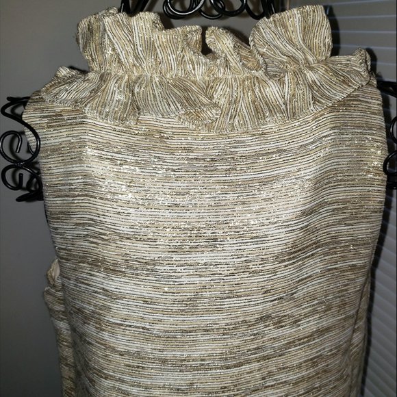 *SOLD* Kate Spade Gold Metallic Cocktail Dress Sleeveless Holiday Mini - Picture 7 of 14